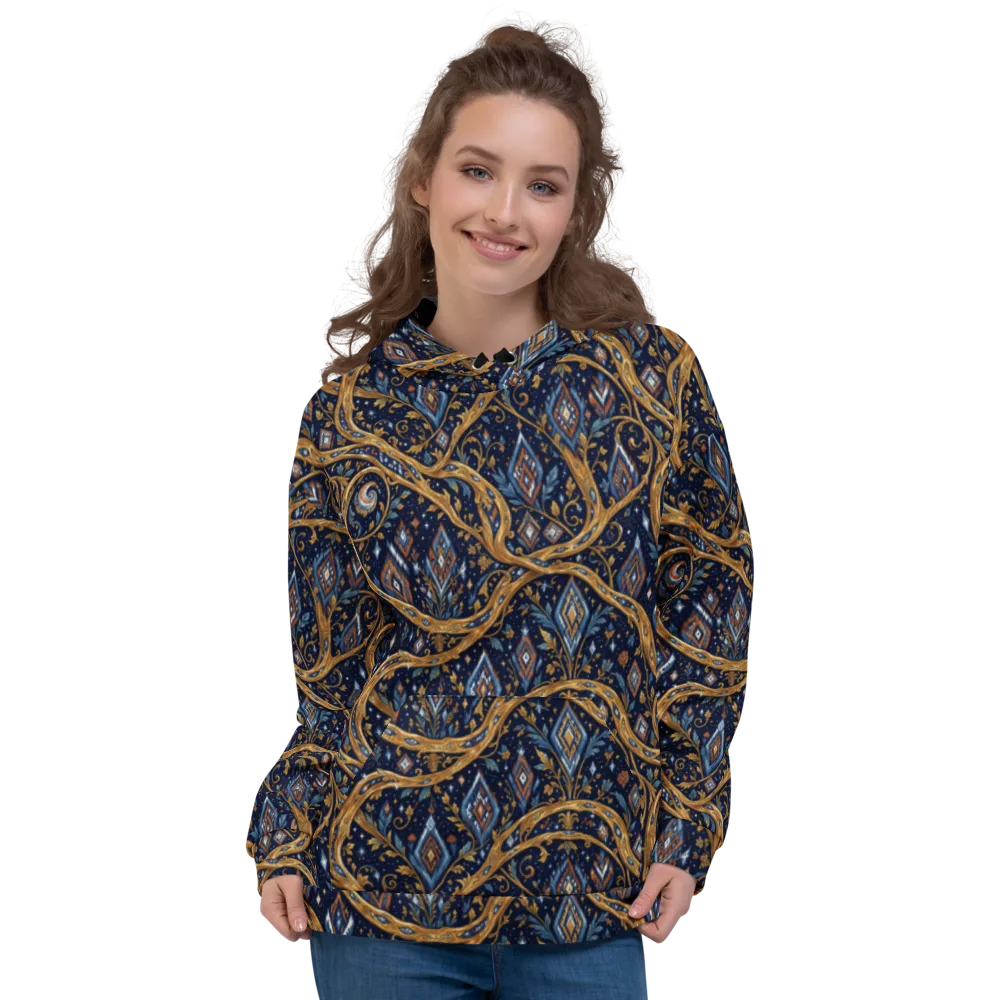 Midnight Gilded Vine on Hoodie — Front