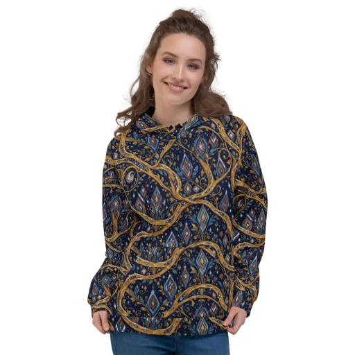 Midnight Gilded Vine on a Hoodie