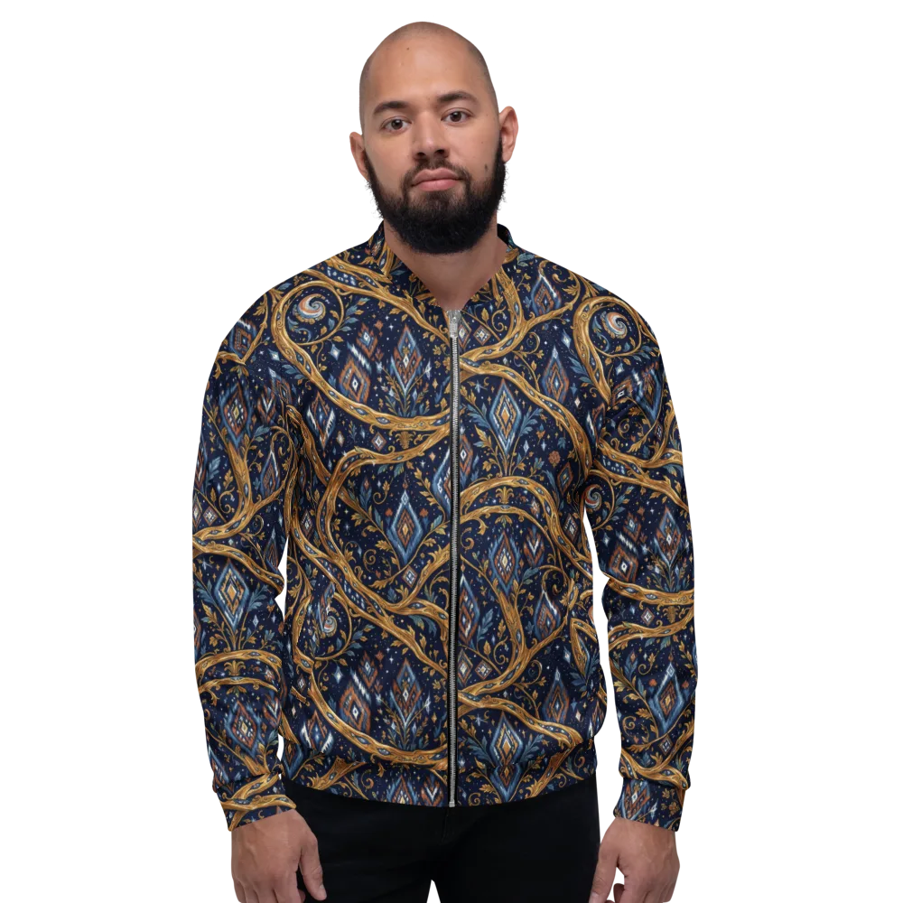 Midnight Gilded Vine on Bomber Jacket — Front