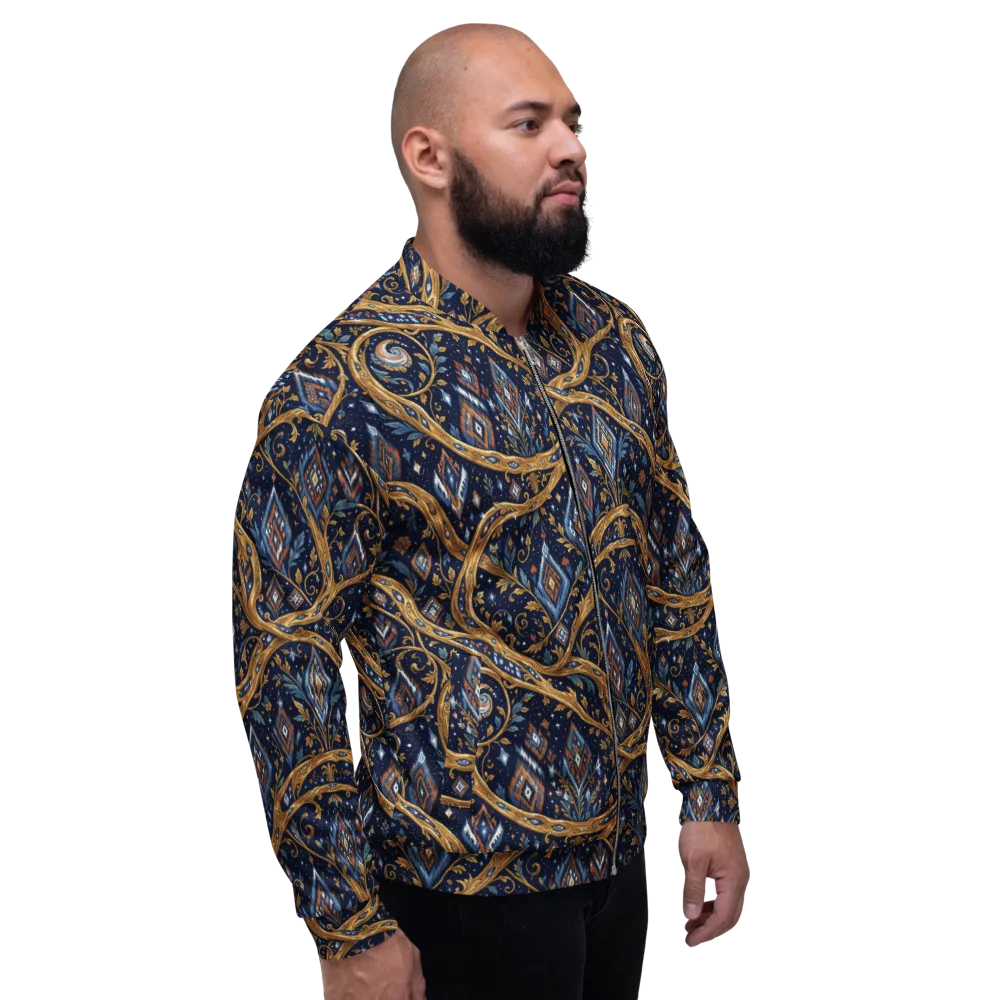 Midnight Gilded Vine on Bomber Jacket — Right