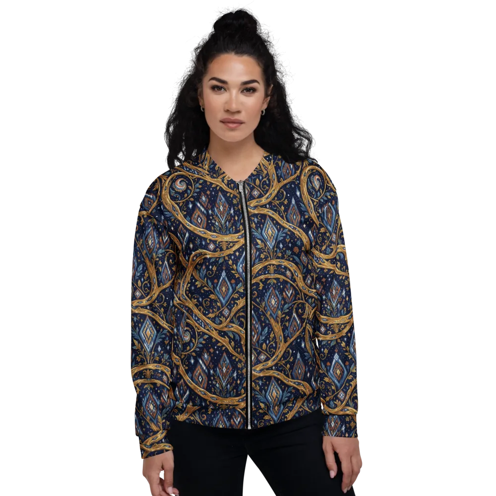 Midnight Gilded Vine on Bomber Jacket — Front