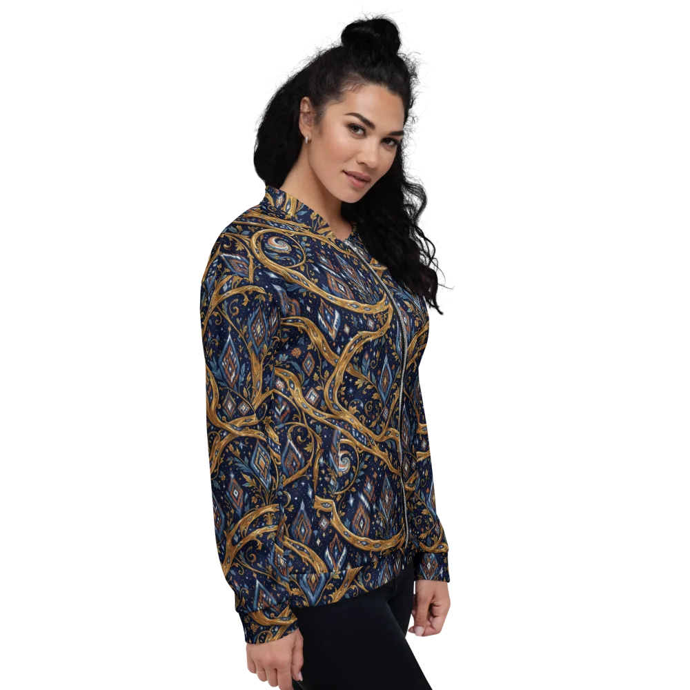 Midnight Gilded Vine on Bomber Jacket — Right