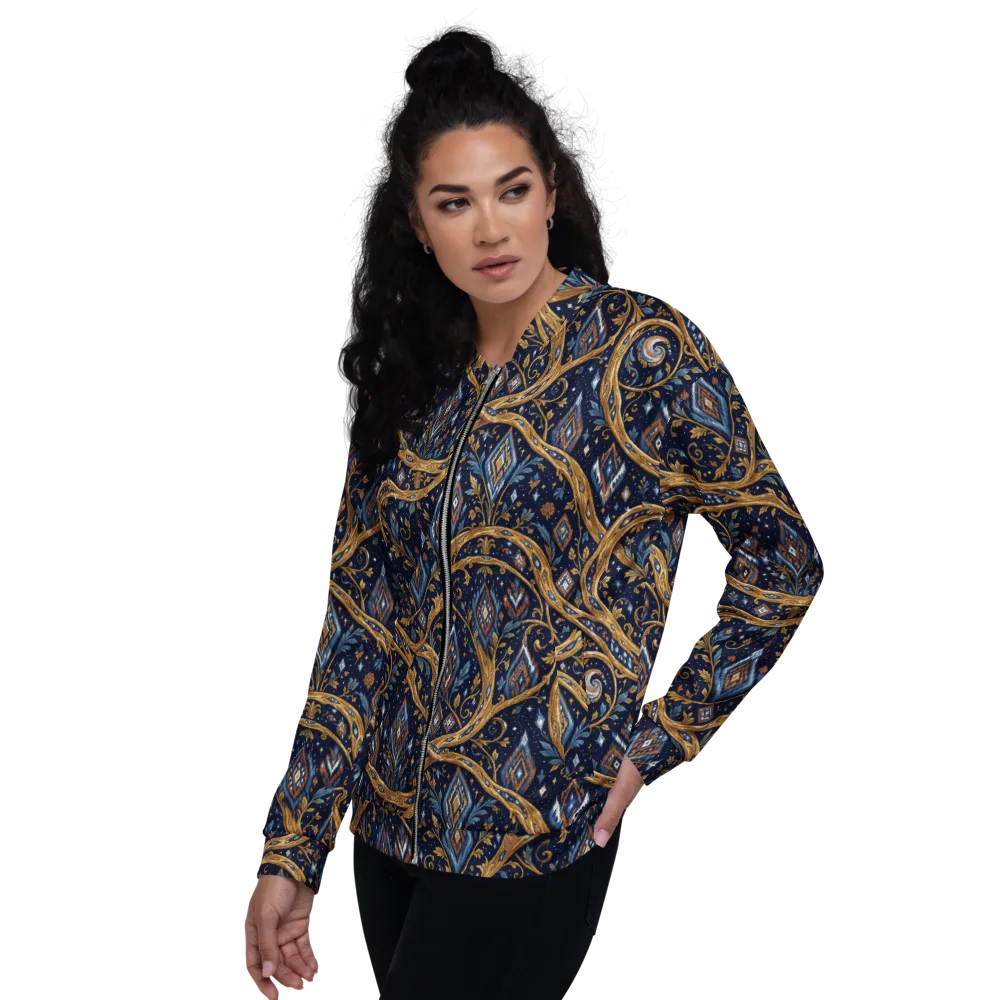 Midnight Gilded Vine on Bomber Jacket — Left
