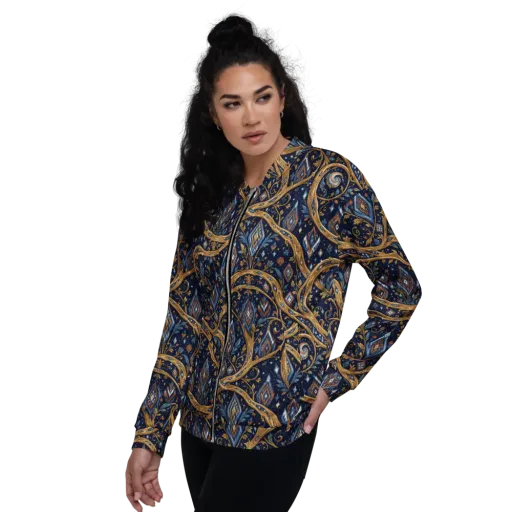 Midnight Gilded Vine on a Bomber Jacket