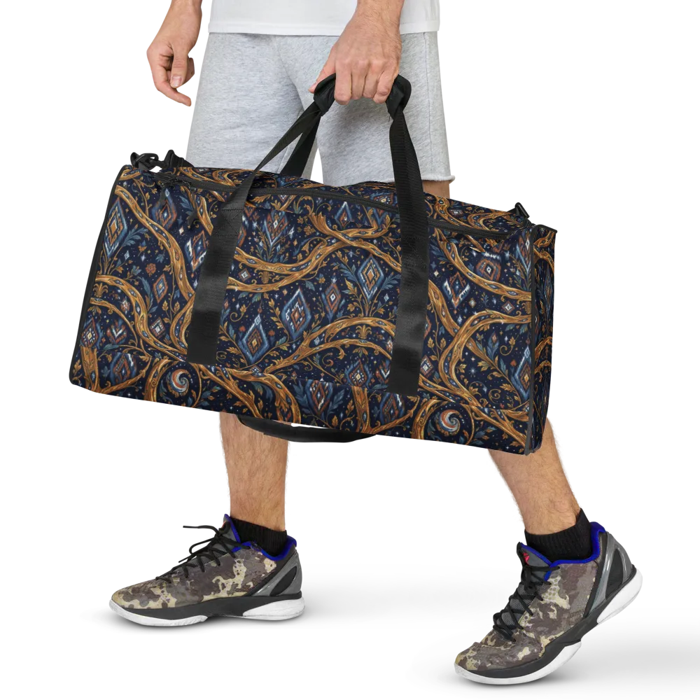 Midnight Gilded Vine on Duffle Bag — Front