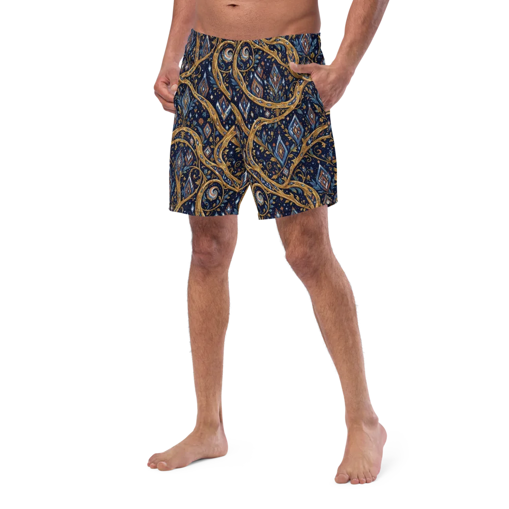 Midnight Gilded Vine on Swim Trunks — Left Front
