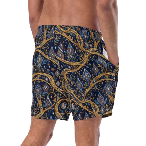 Midnight Gilded Vine on a Swim Trunks
