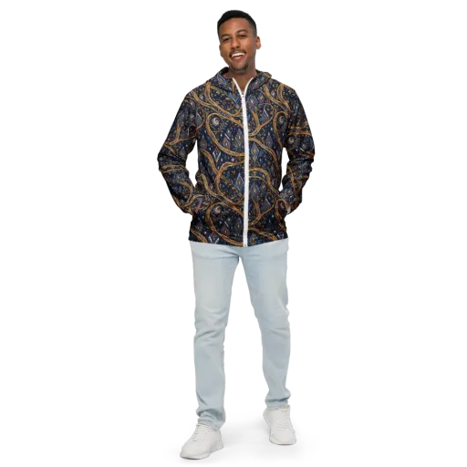 Midnight Gilded Vine on a Men's Windbreaker