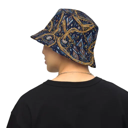 Midnight Gilded Vine on a Reversible Bucket Hat