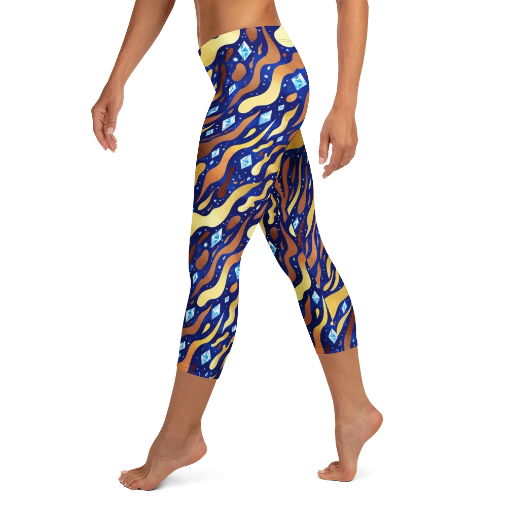 Cosmic Gold Rush on Capri Leggings — Left