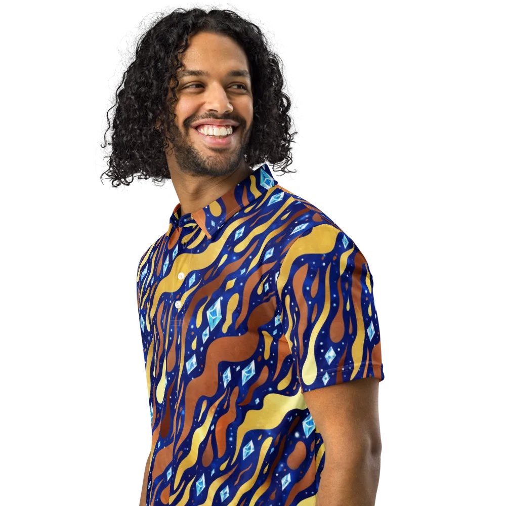 Cosmic Gold Rush on Men's Slim Fit Polo Shirt — Left Front