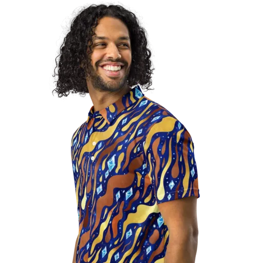 Cosmic Gold Rush on a Men's Slim Fit Polo Shirt