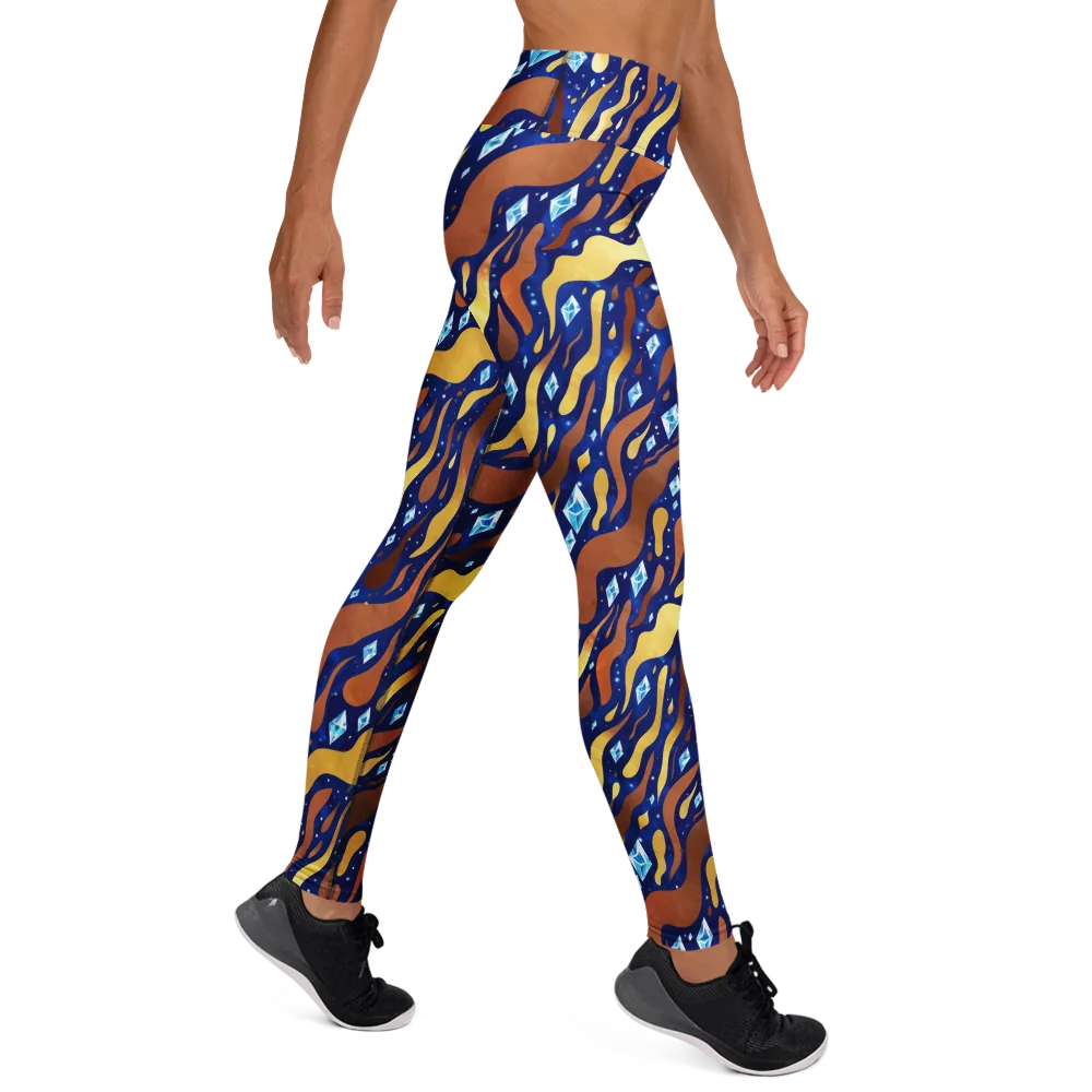 Cosmic Gold Rush on Yoga Leggings — Right