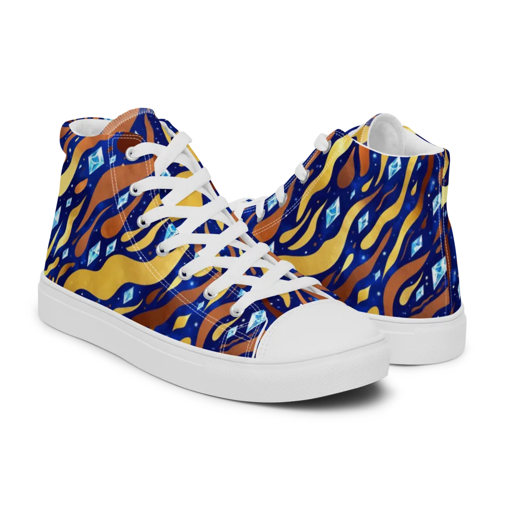 Cosmic Gold Rush on Men's High Top Canvas Shoes — Right