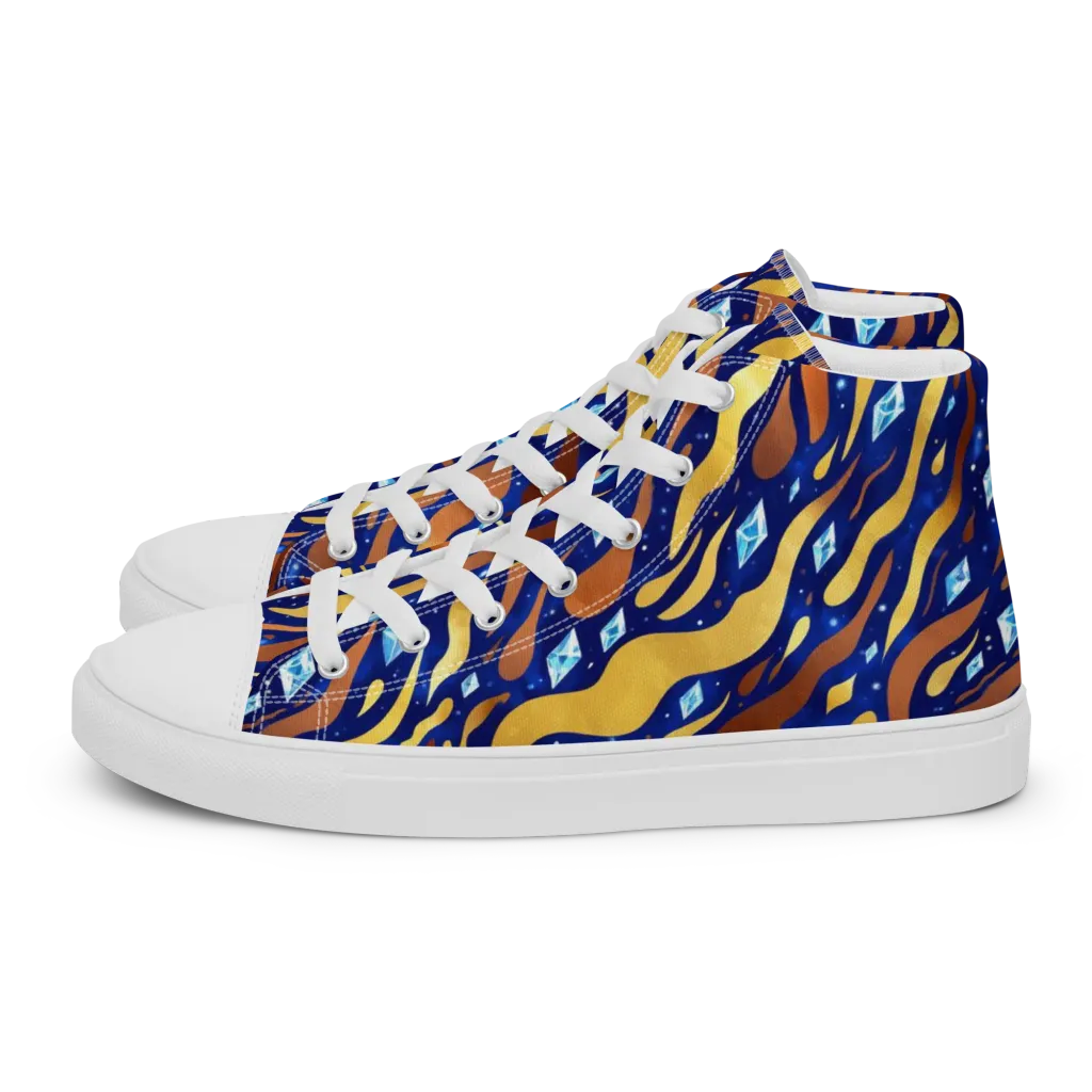 Cosmic Gold Rush on Women's High Top Canvas Shoes — Left