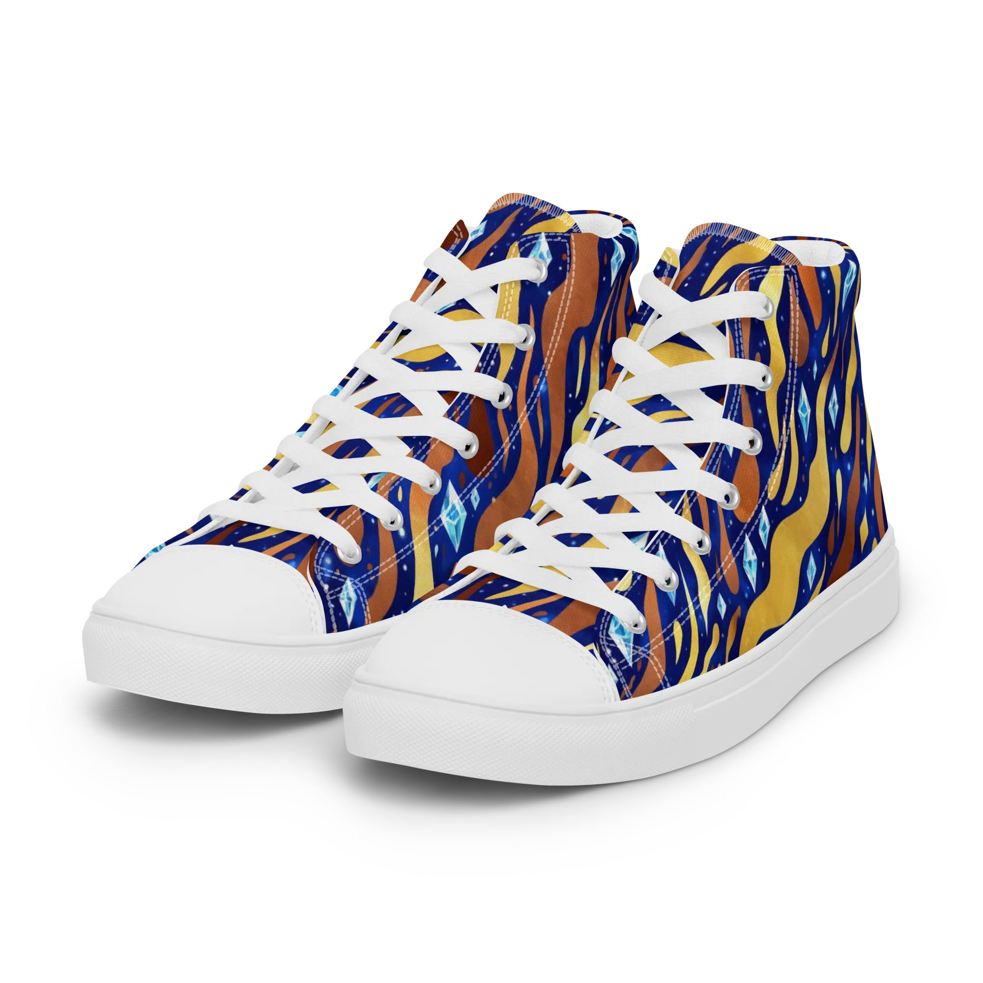 Cosmic Gold Rush on Women's High Top Canvas Shoes — Left Front