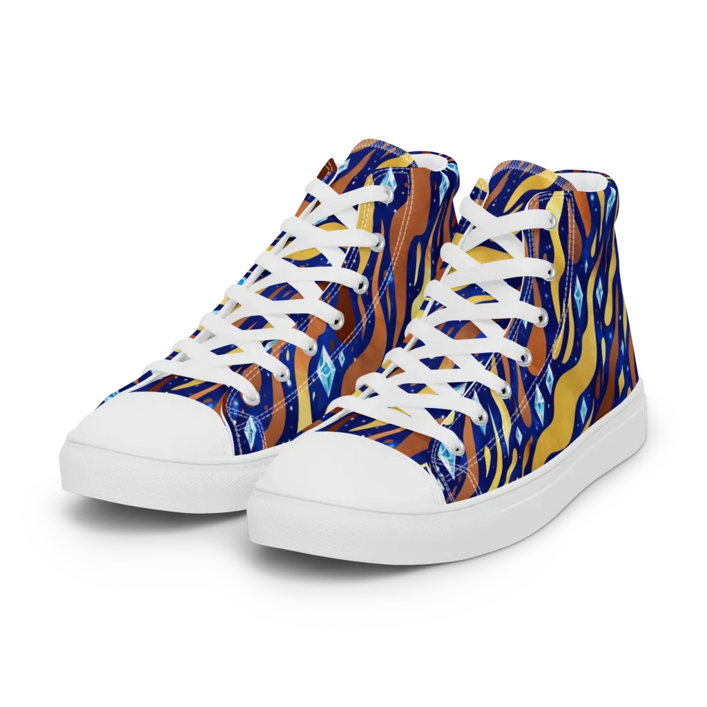 Cosmic Gold Rush on Women's High Top Canvas Shoes — Left Front