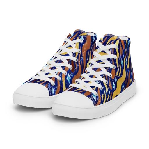 Cosmic Gold Rush on a Women's High Top Canvas Shoes