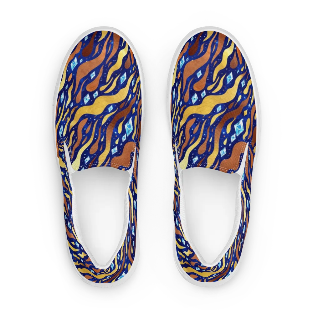 Cosmic Gold Rush on Women's Slip-On Canvas Shoes — Front