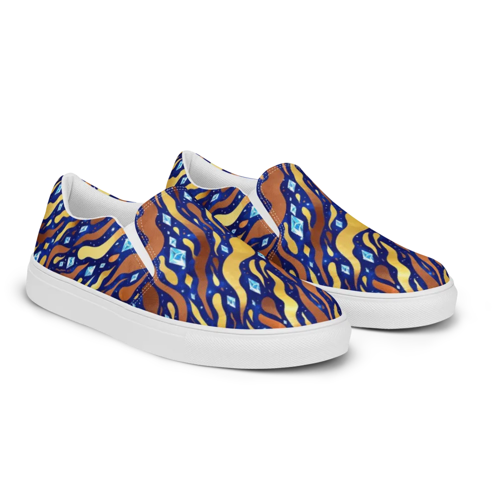 Cosmic Gold Rush on Women's Slip-On Canvas Shoes — Right Front
