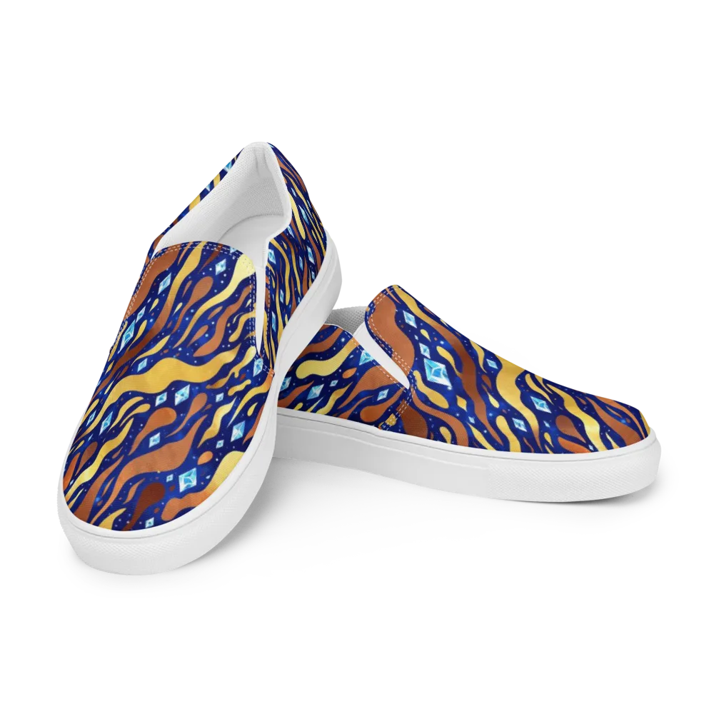 Cosmic Gold Rush on Women's Slip-On Canvas Shoes — Left Front