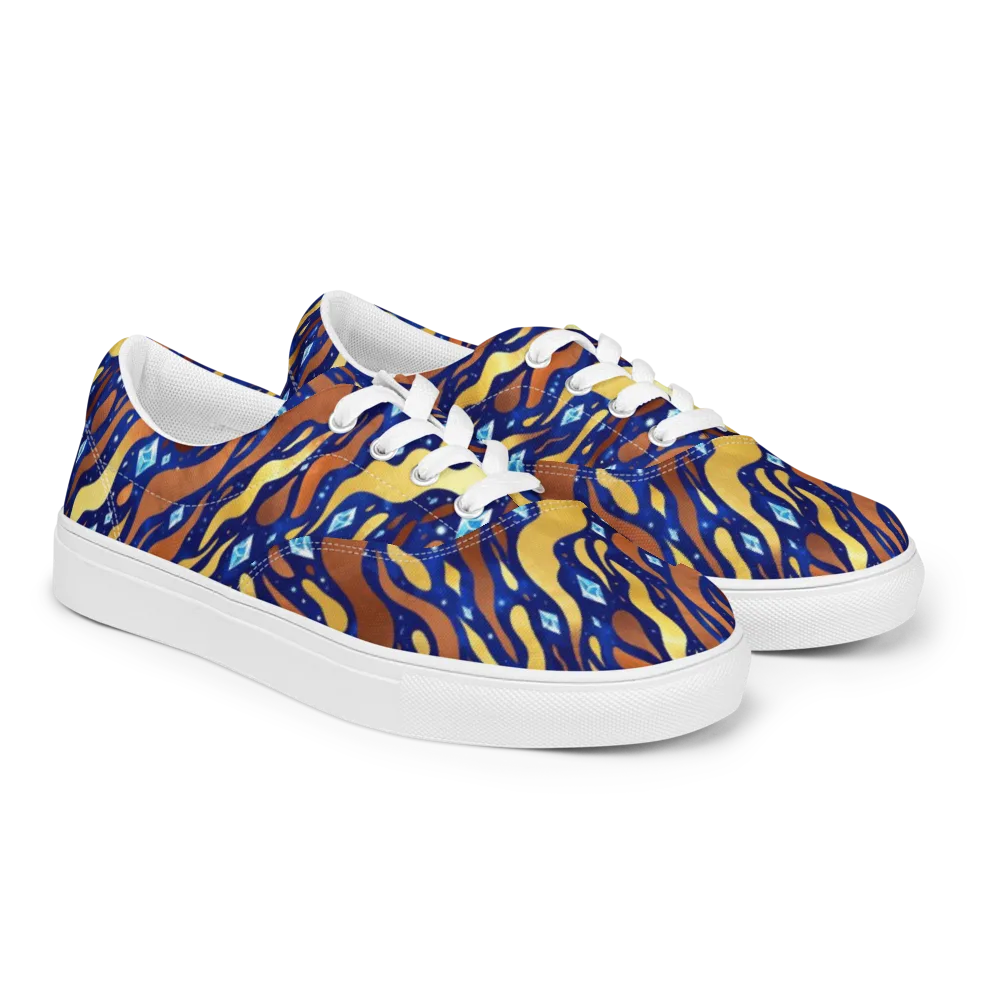 Cosmic Gold Rush on Men's Lace-Up Canvas Shoes — Right Front
