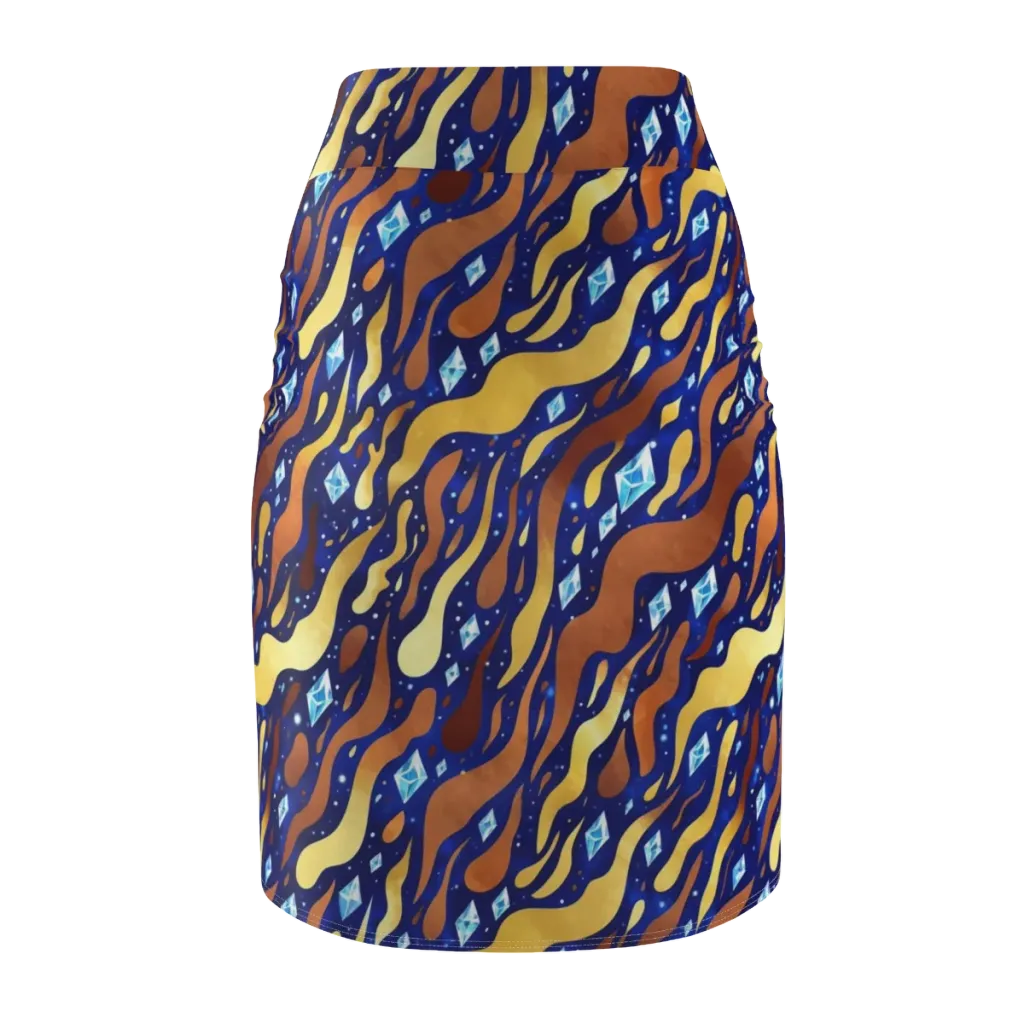 Cosmic Gold Rush on Pencil Skirt — Back