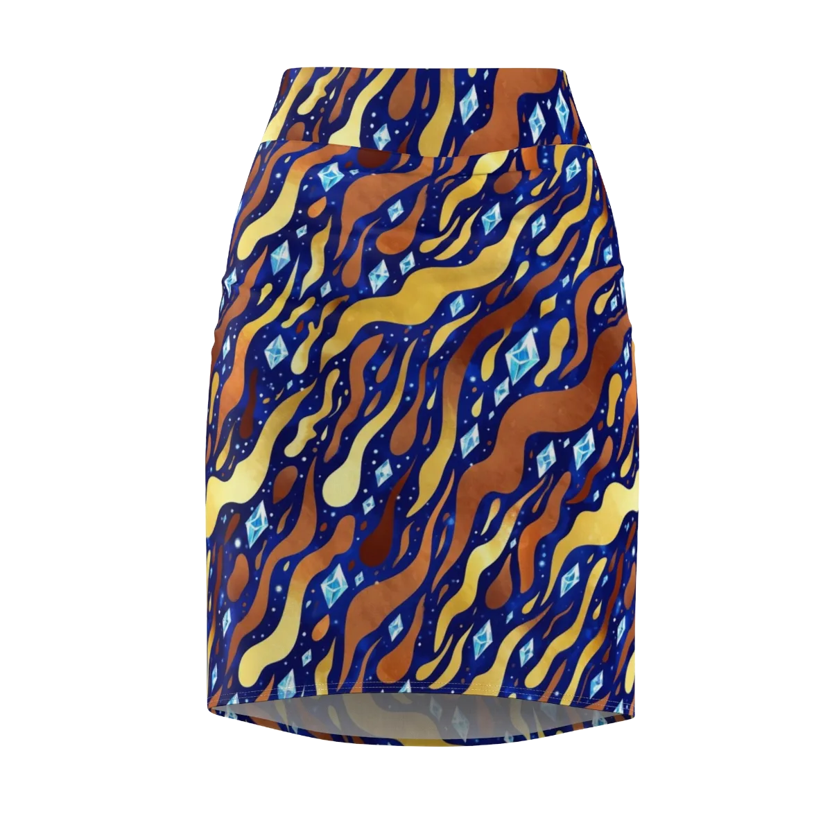 Cosmic Gold Rush on Pencil Skirt — Front