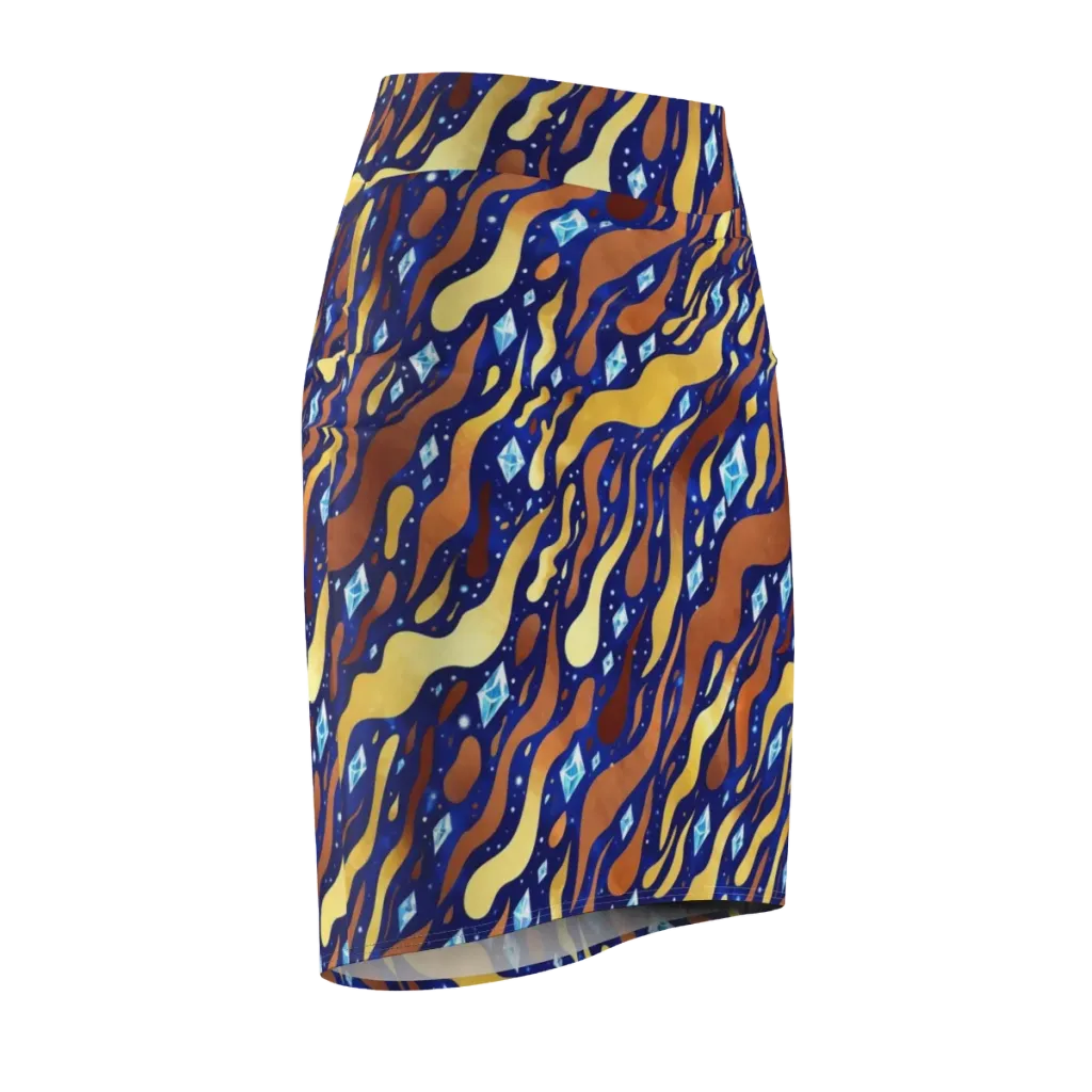 Cosmic Gold Rush on Pencil Skirt — Front Side
