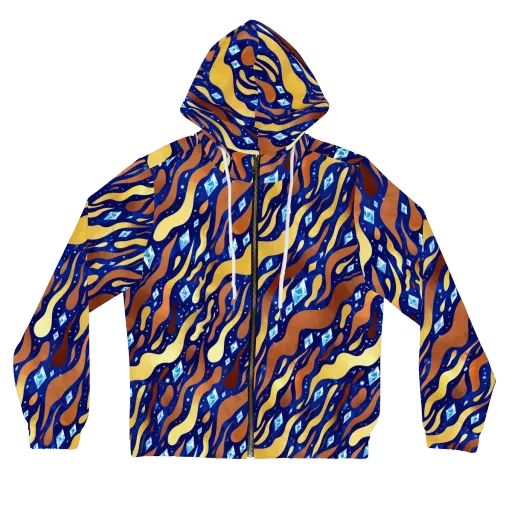 Cosmic Gold Rush on a Women's Full-Zip Hoodie