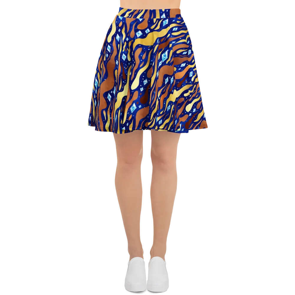 Cosmic Gold Rush on Skater Skirt — Front