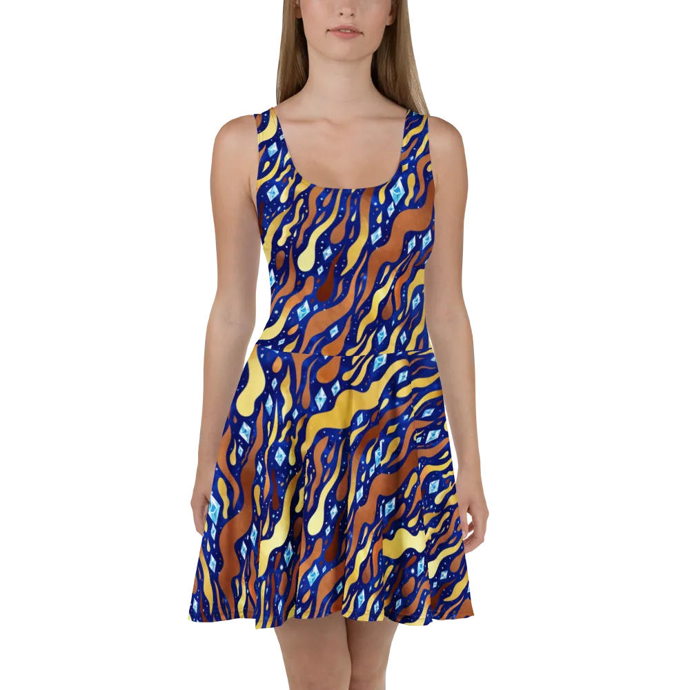 Cosmic Gold Rush on Skater Dress — Front