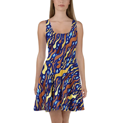 Cosmic Gold Rush on a Skater Dress
