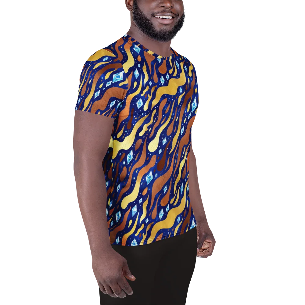 Cosmic Gold Rush on Men's Athletic T-Shirt — Right