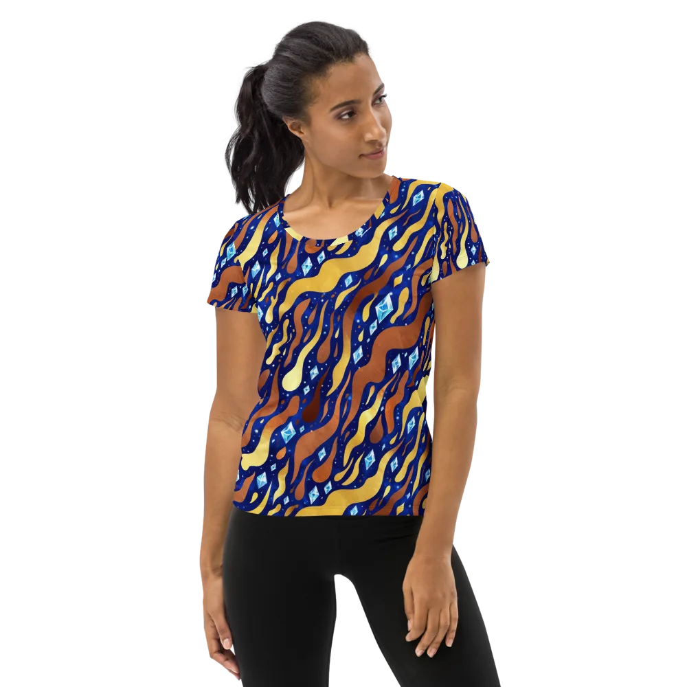 Cosmic Gold Rush on Women's Athletic T-Shirt — Front
