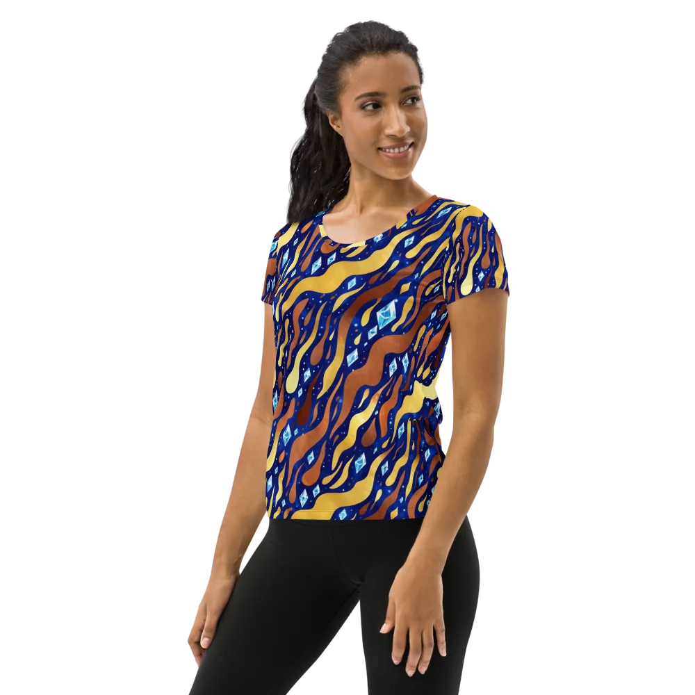 Cosmic Gold Rush on Women's Athletic T-Shirt — Left