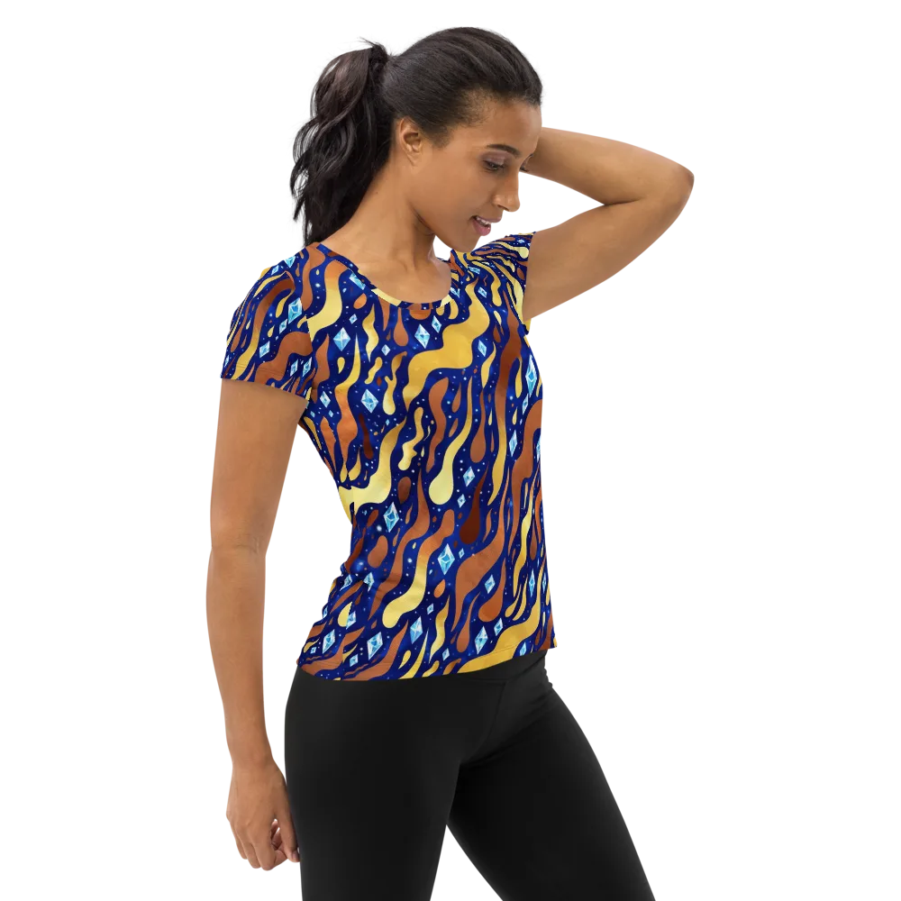 Cosmic Gold Rush on Women's Athletic T-Shirt — Right