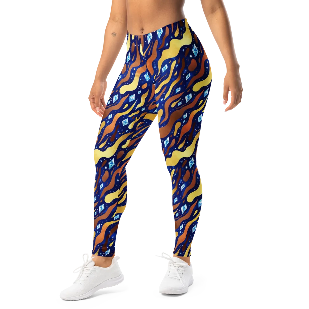 Cosmic Gold Rush on Leggings — Left Front