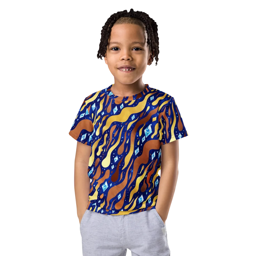 Cosmic Gold Rush on Kids Crew Neck T-Shirt — Front