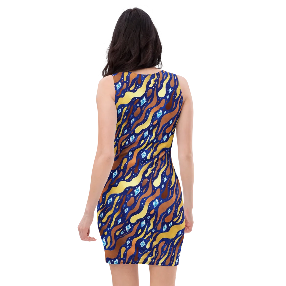 Cosmic Gold Rush on Bodycon Dress — Back