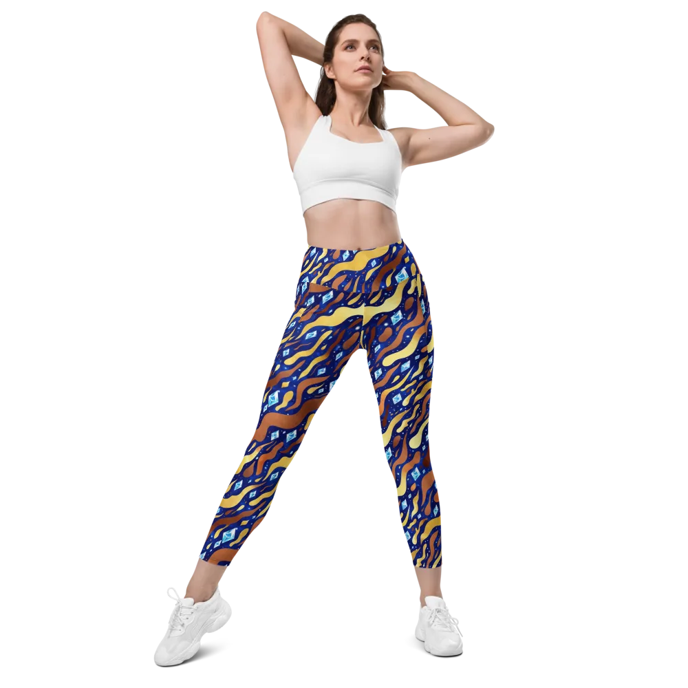 Cosmic Gold Rush on Leggings with Pockets — Front