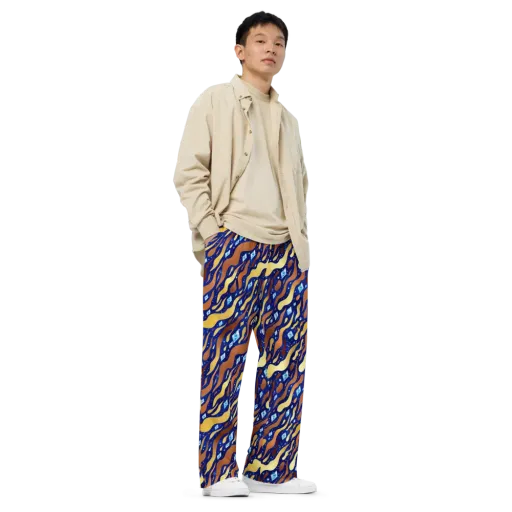 Cosmic Gold Rush on a Wide-Leg Pants