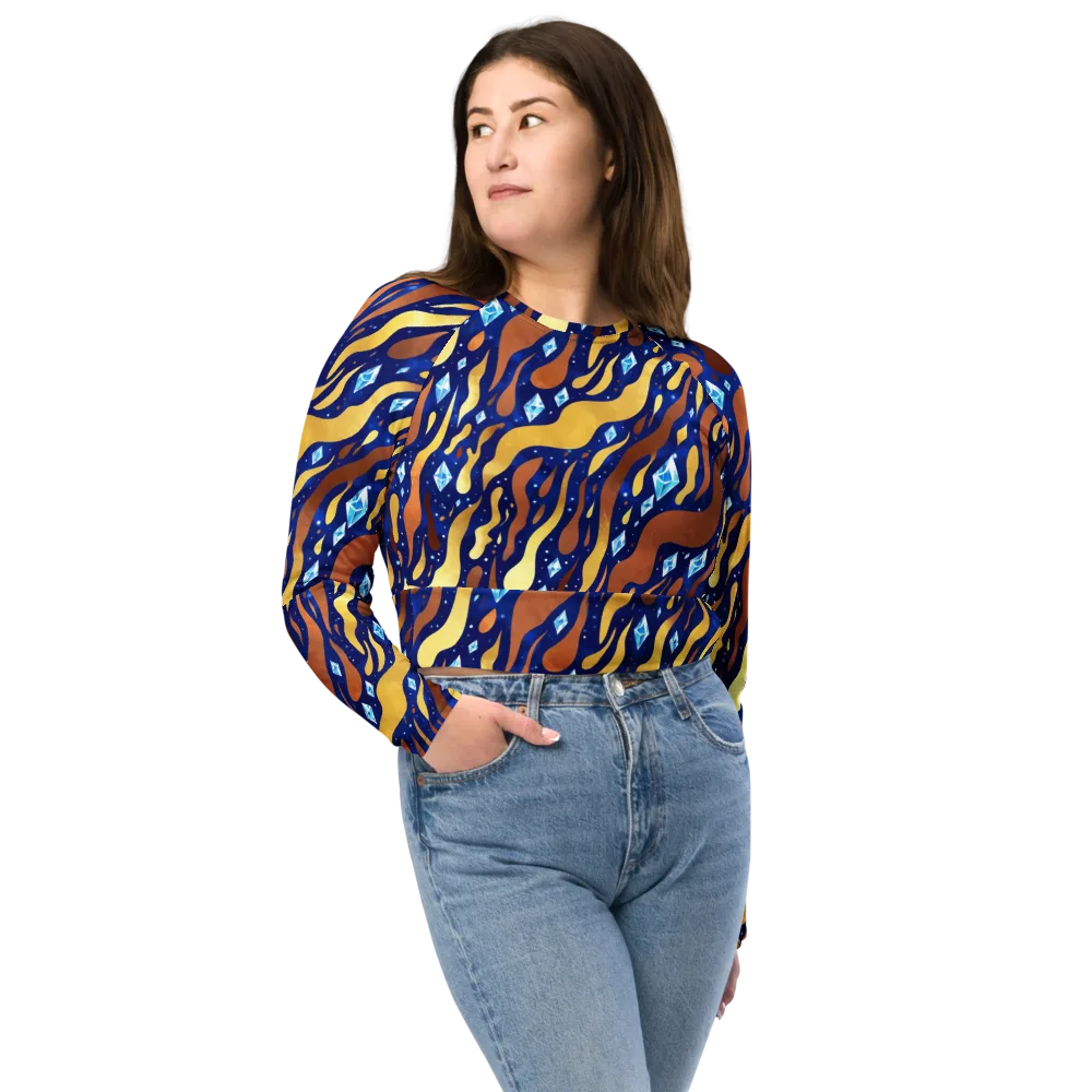Cosmic Gold Rush on Long Sleeve Crop Top — Front