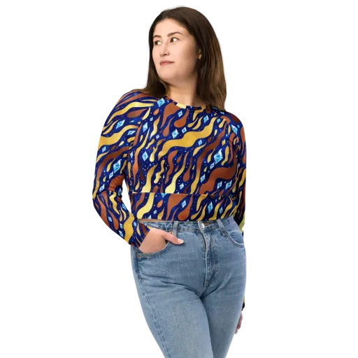 Cosmic Gold Rush on a Long Sleeve Crop Top