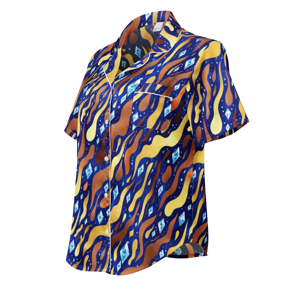 Cosmic Gold Rush on Women's Short Sleeve Pajama Top — Left Front