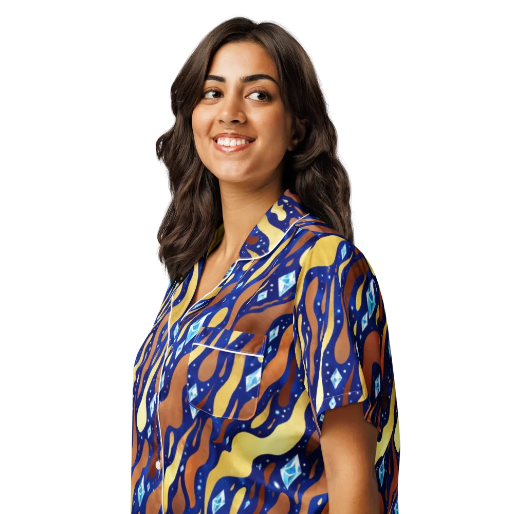 Cosmic Gold Rush on Women's Short Sleeve Pajama Top — Left Front