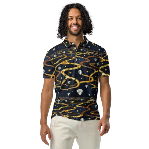 Celestial Goldway on a Men's Slim Fit Polo Shirt