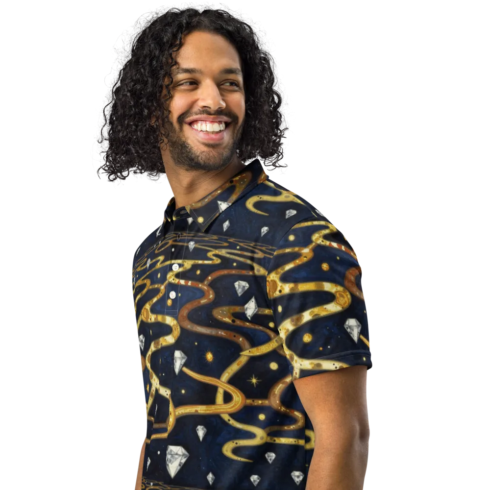 Celestial Goldway on Men's Slim Fit Polo Shirt — Left Front
