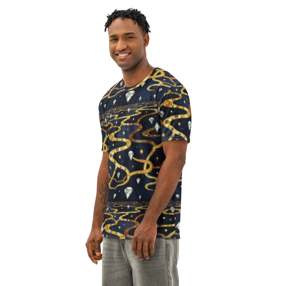 Celestial Goldway on Men's Cotton Crew Neck T-Shirt — Left Front