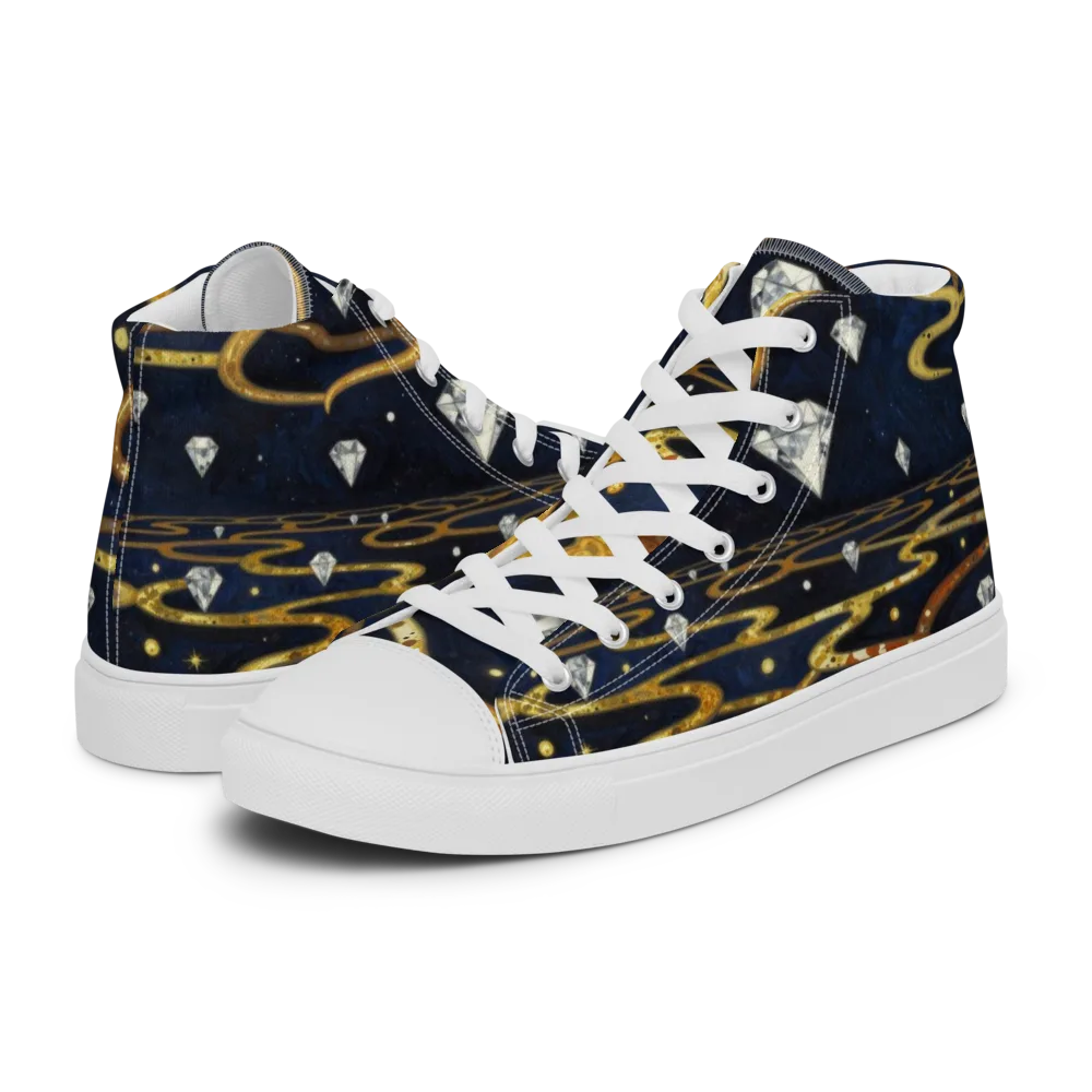 Celestial Goldway on Men's High Top Canvas Shoes — Left